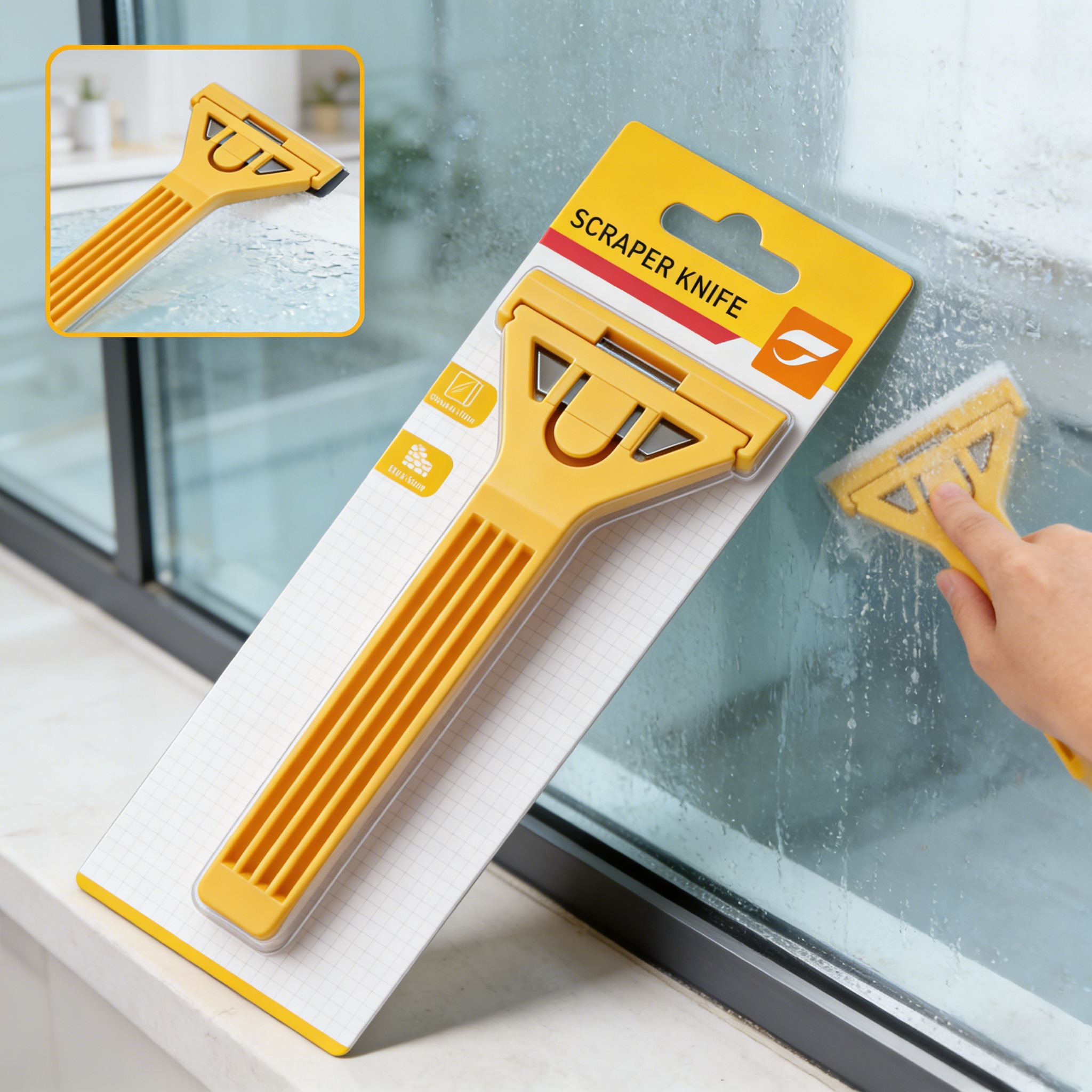 Como um raspador de faca remove tinta e sujeira do vidro